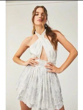 Rococo Sand Elia Metallic Halter Mini Dress size XXS